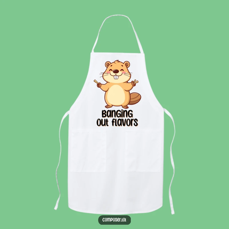 Funny Beaver Chef Apron: Enthusiastic Musician's Kitchen Bang, Perfect Gift