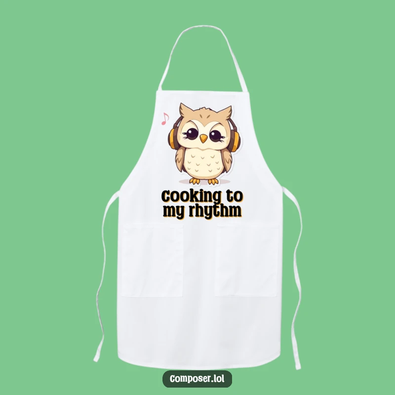Funny Curious Owl Music Apron: Cook to the Beat with Owl Style