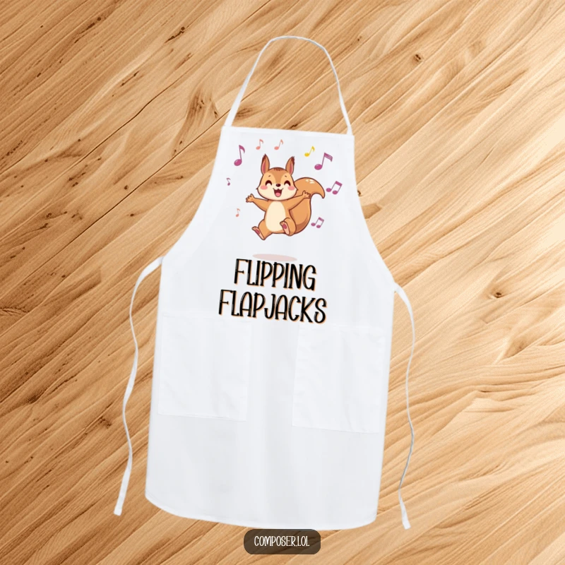 Funny Squirrel Music Apron - A squirrel leaping among musical notes, ready to lead your kitchen creations with fun.