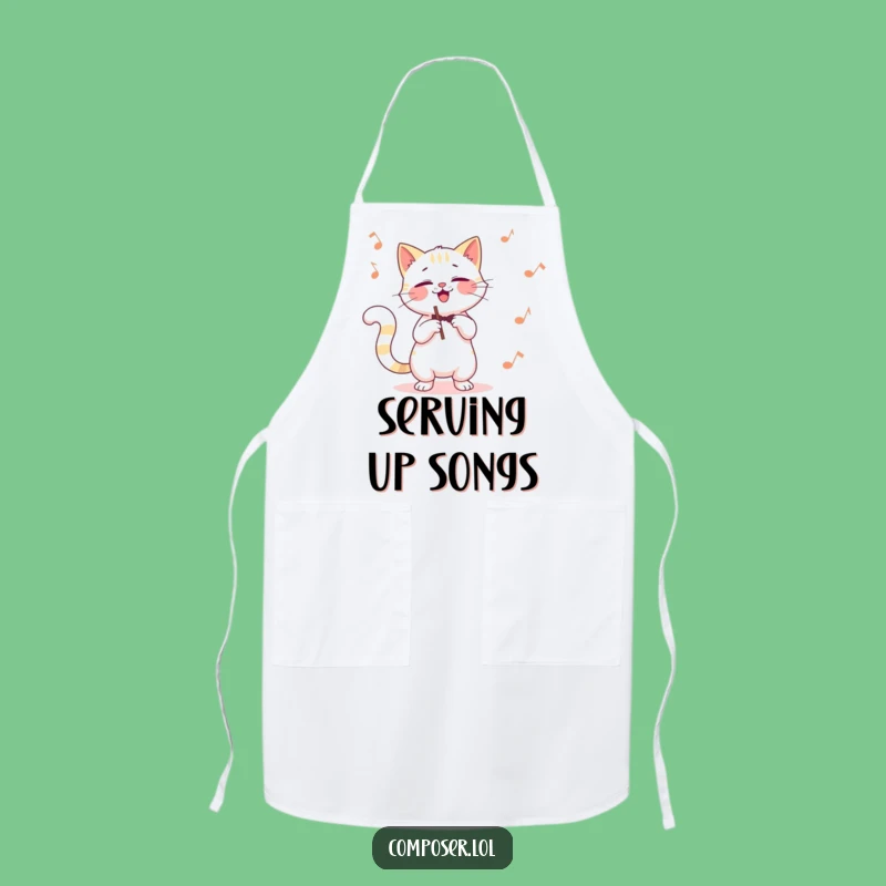 Funny Cat Composer Apron: Cook with Feline Conducting Flair!
