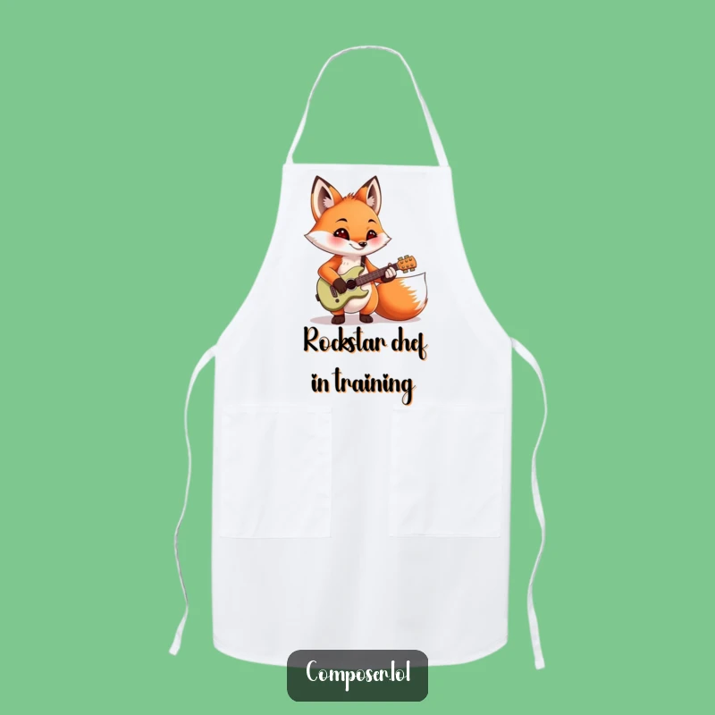 Funny Fox Apron: Mischievous Guitarist Kitchen Wear, Practical Funny Gift!