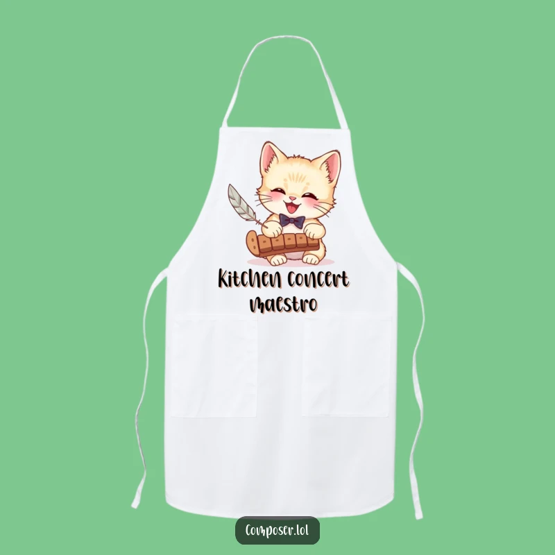 Funny Kitten Xylophone Apron - Musical Chef's Aid for Cat Lovers