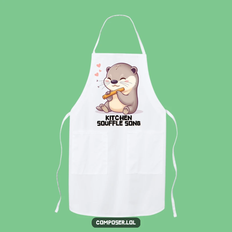 Funny Otter Flutist Apron: Cook with Sweet Melodies - Cute Kitchen Gear!
