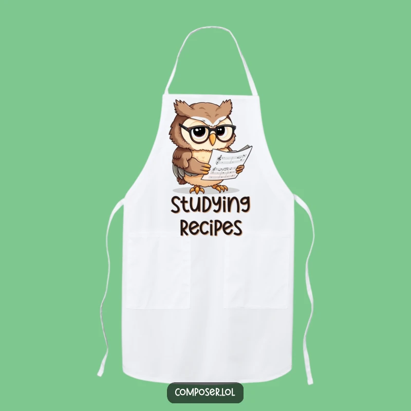 Funny Owl Scholar Apron - Cook with Concentration and Charm