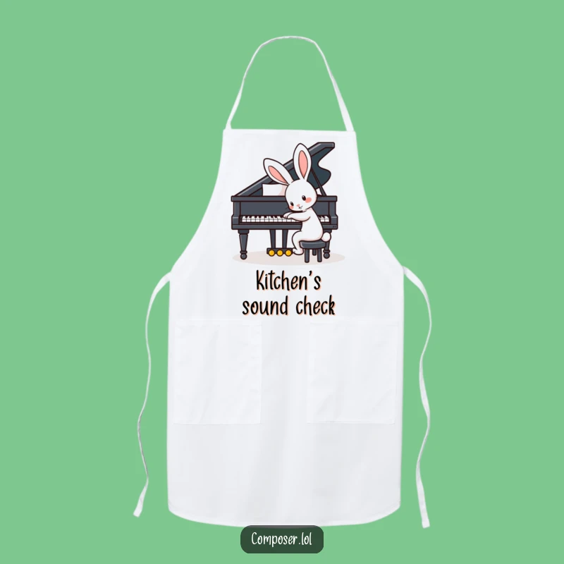 Funny Playful Rabbit Piano Apron - Kitchen Fun and Hilarious Gift for Chefs