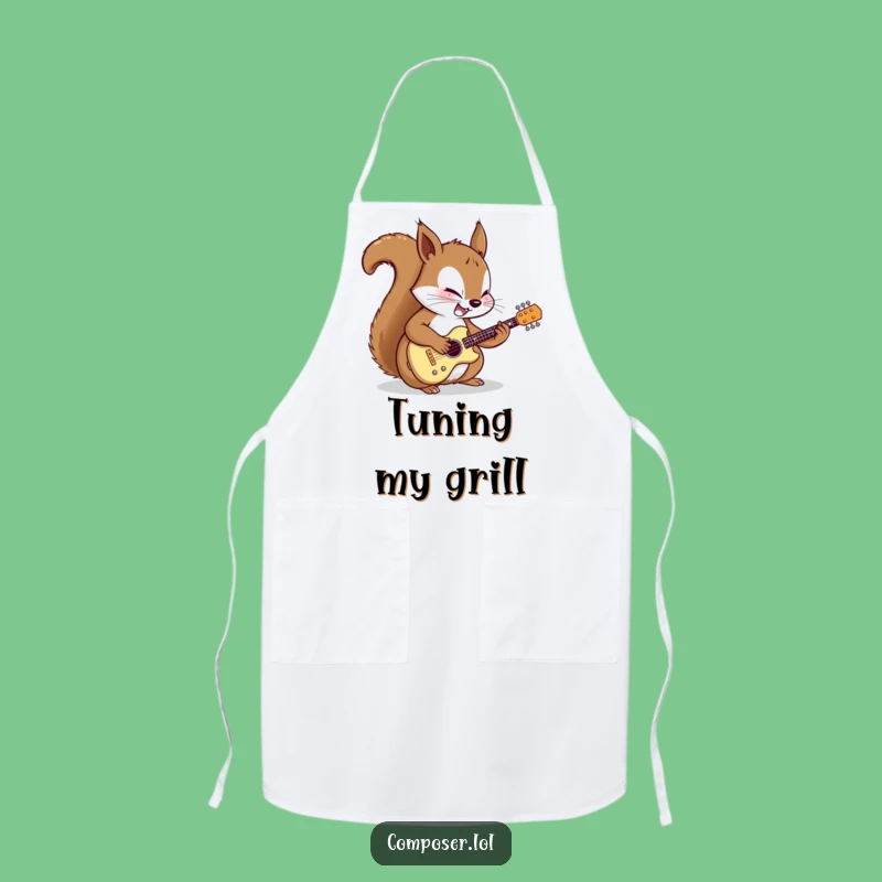 Funny Squirrel Guitarist Apron: Cook with Focused Joy and Musical Flair!