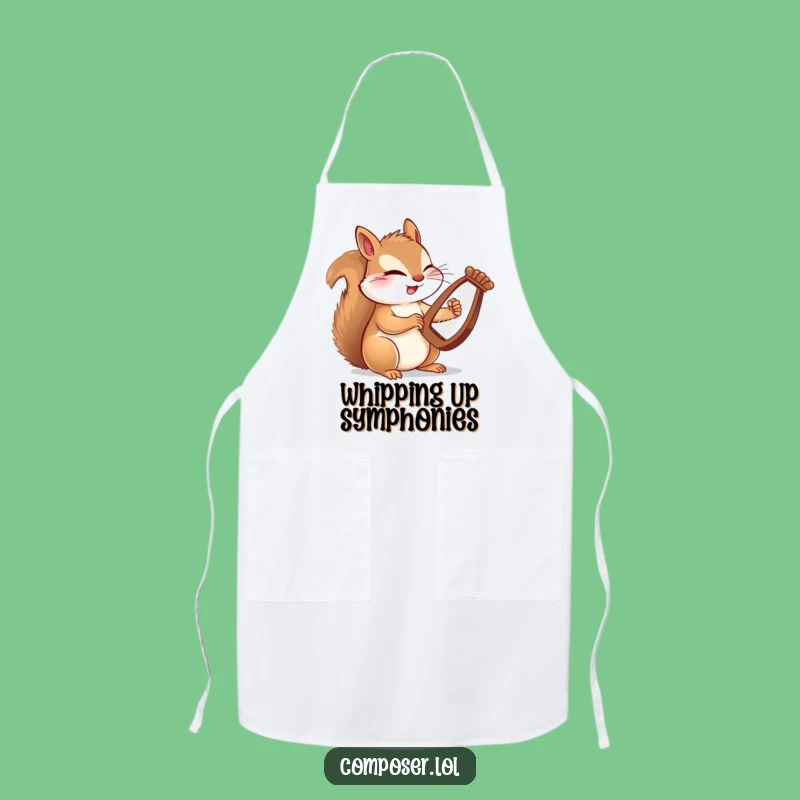 Funny Squirrel Harpist Apron: Chef's Whimsical Kitchen Wear for Musical Foodies