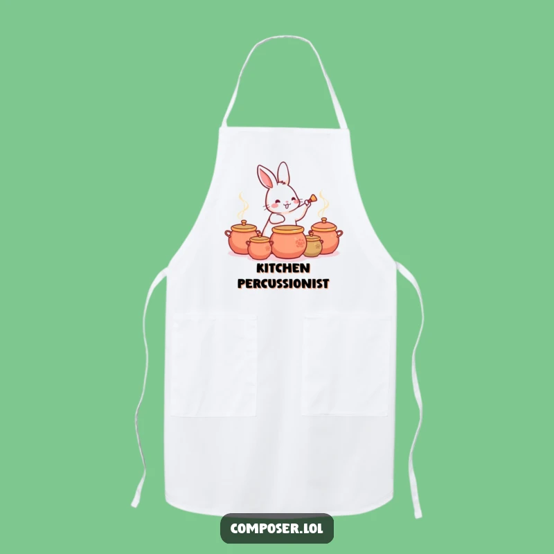 Funny Rabbit Drummer Apron: Cook to the Beat with a Bunny