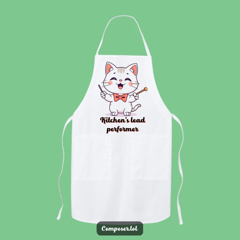 Funny Conducting Cat Baton Apron - Kitchen Fun and Hilarious Gift for Chefs