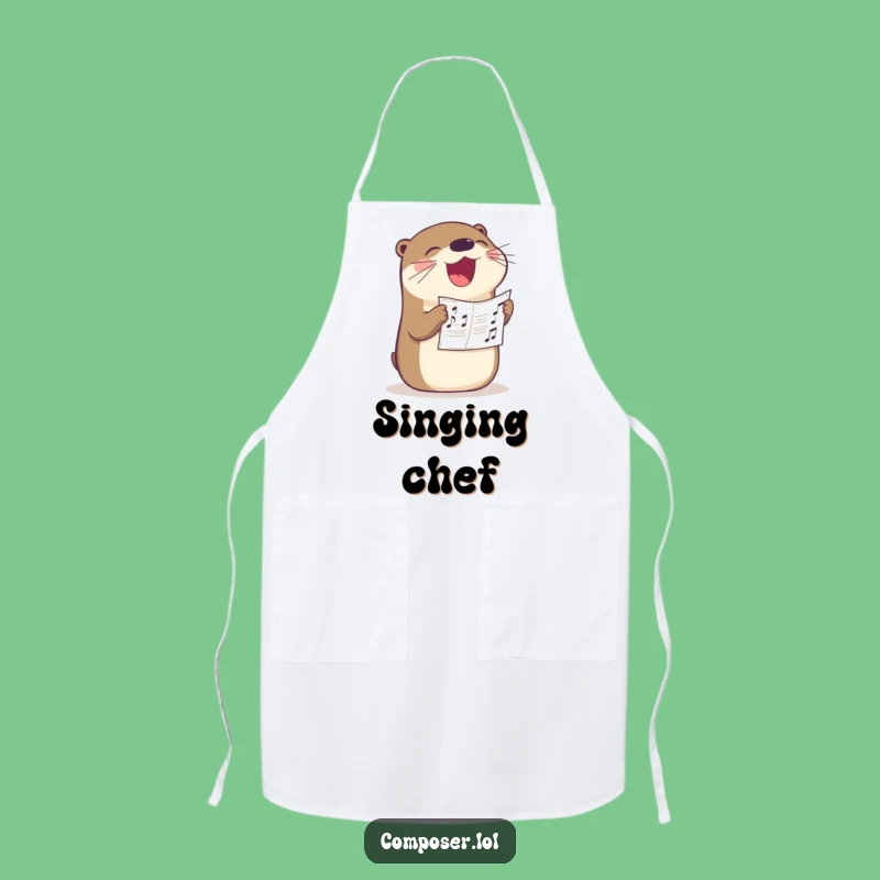 Funny Otter Singer Apron: Cook Up a Happy Tune