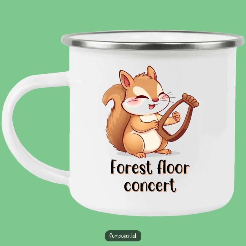 Funny Squirrel Harpist Camping Mug: Adventure-Ready, Witty Drinkware for Music Lovers