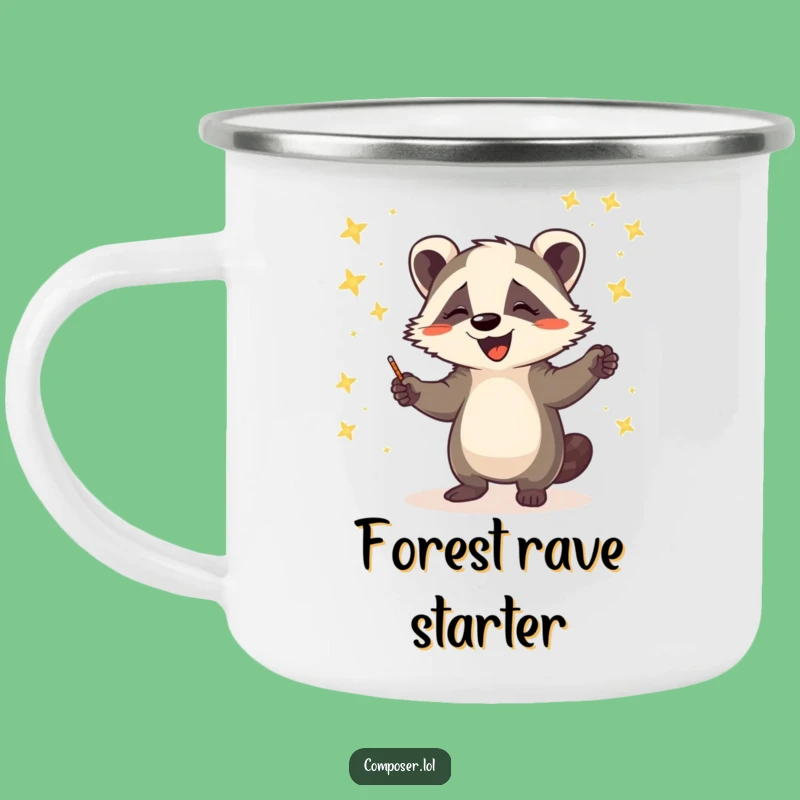 Funny Badger Firefly Conductor Camping Mug: Adventure Symphony Gift