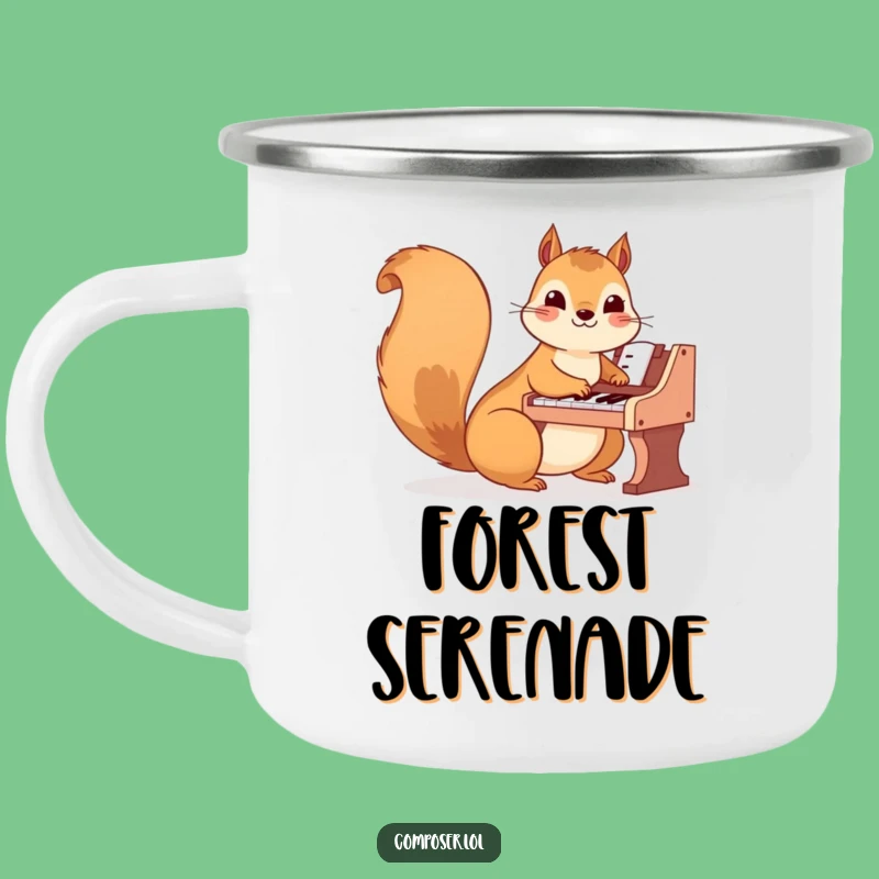 Funny Squirrel Pianist Camping Mug: Outdoor Melodies, Perfect Funny Gift