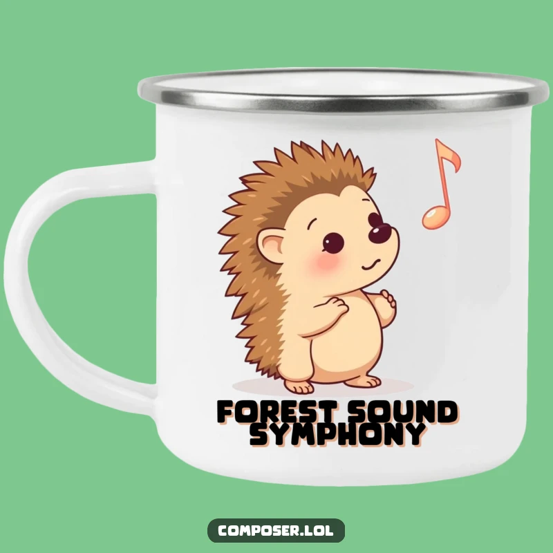 Funny Hedgehog Music Note Camping Mug: Outdoor Melodies & Smiles