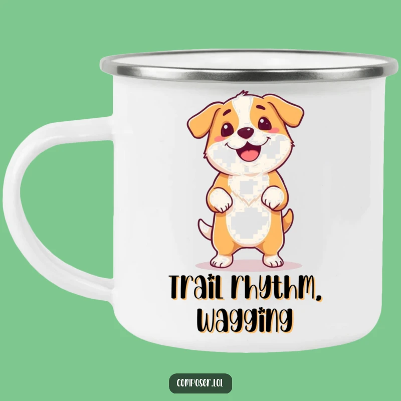 Funny Dog Rhythm Camping Mug: Outdoor Dancer Cup, Happy Wagging Gift