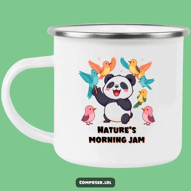 Funny Panda Conductor Camping Mug: Outdoor Symphony, Perfect Funny Gift for Adventurers