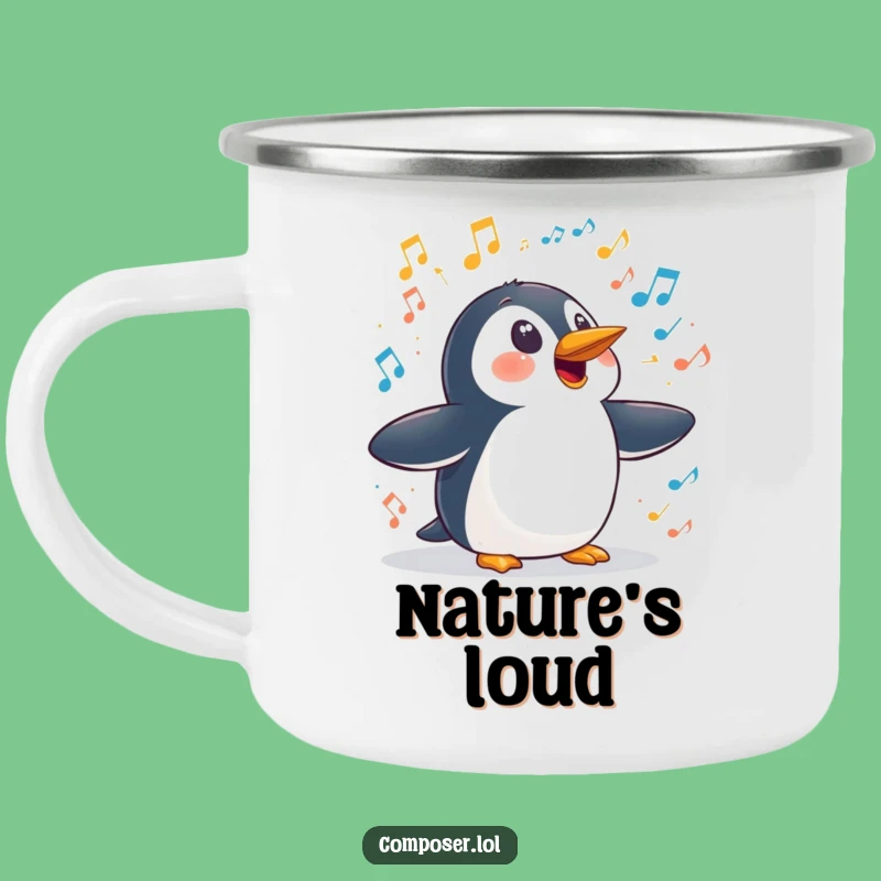 Funny Penguin Symphony Camping Mug: Enjoy Your Surprising Adventures