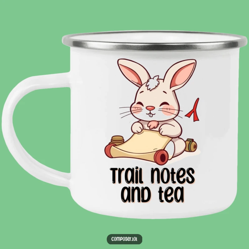 Funny Rabbit Camping Mug: Determined Composer Enamel Cup, Rugged Funny Gift!