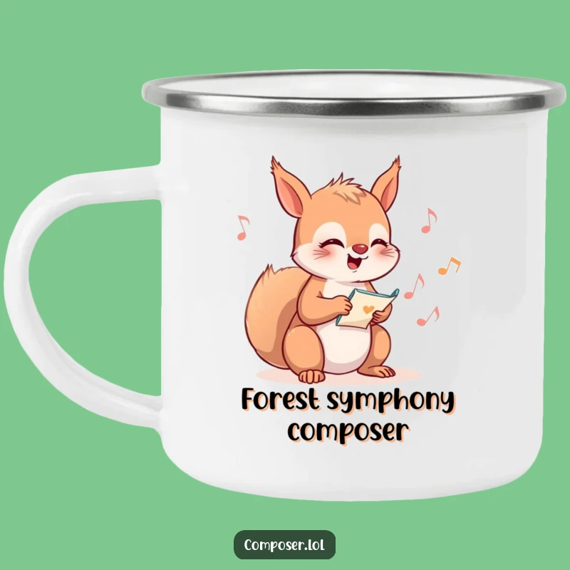Funny Squirrel Composer Camping Mug: Adventure with a Musical Rodent