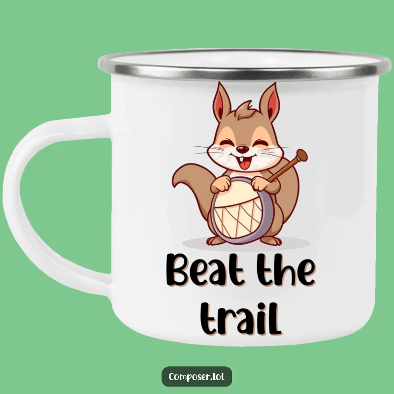 Funny Squirrel Drummer Camping Mug: Adventure with Musical Beats