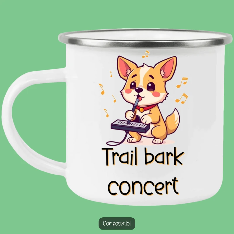 Funny Dog Composer Barking Camping Mug: Adventure-Ready Drinkware for Music Lovers
