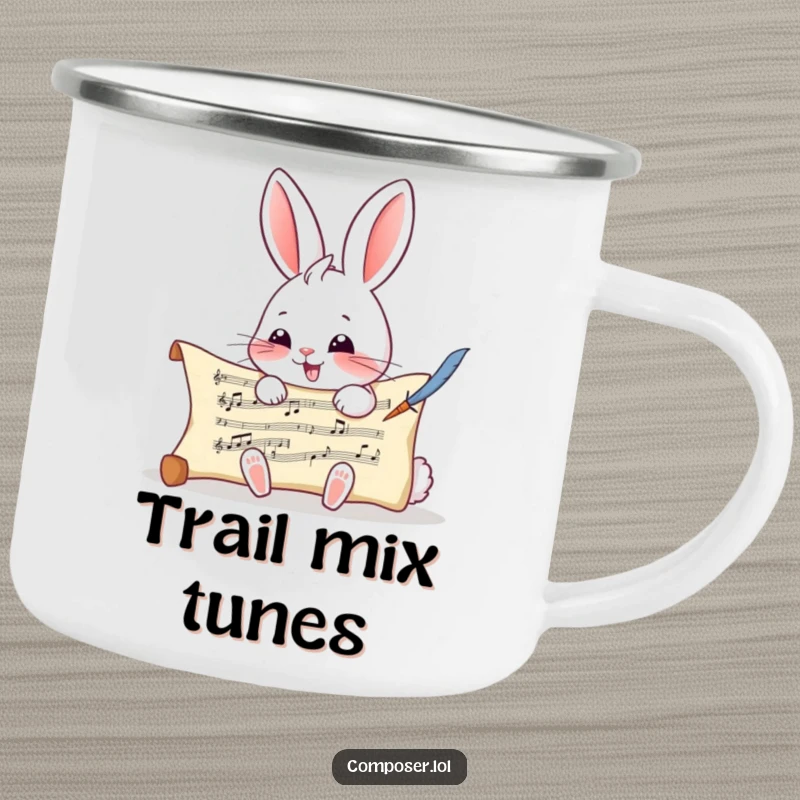 Funny Rabbit Composer Camping Mug - A rabbit composing music, designed for outdoor adventures and coffee lovers.