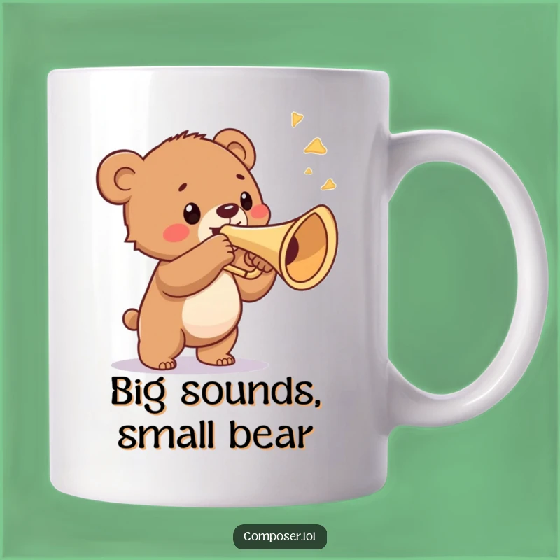 Funny Bear Cub Trumpet Mug - Bold Musical Fanfare Gift for Him or Her