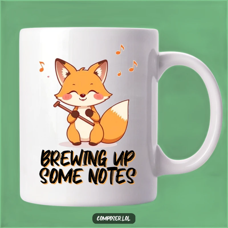 Funny Fox Composer Mug: Whimsical Woodland Fox Creating Musical Magic Gift