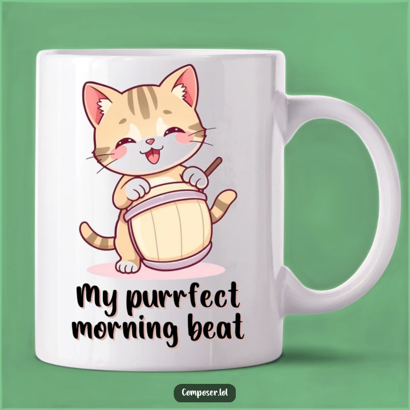 Funny Kitty Drummer Mug: Playful Cat Music Lover Funny Gift!