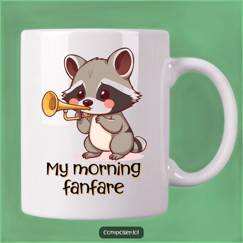 Funny Raccoon Trumpet Player Mug: The Perfect Humorous Gift for Jazzy Critters