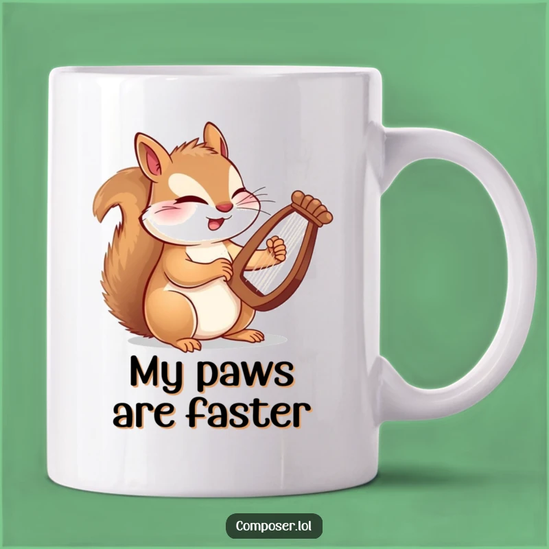 Funny Squirrel Harpist Mug: A Witty Composer Gift for Music Lovers with Lightning Paws