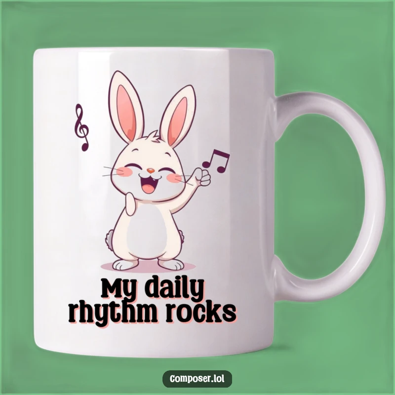 Funny Cartoon Rabbit Composer Mug - A Giggling Musician Gift Delight
