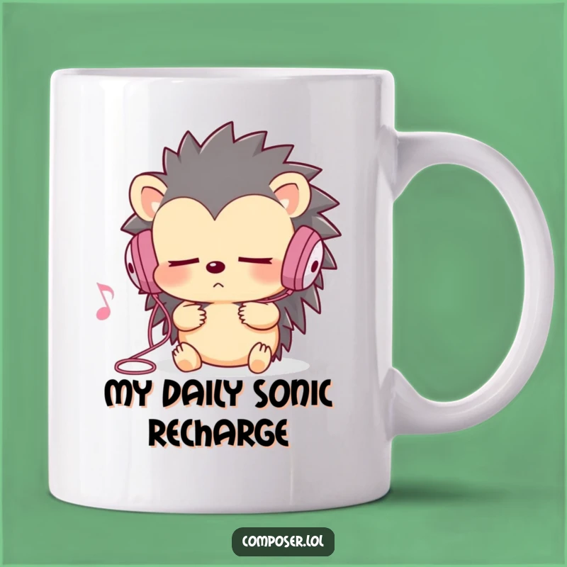 Funny Hedgehog Music Lover Mug: Intense Melody Listening, Perfect Gift for Audiophiles