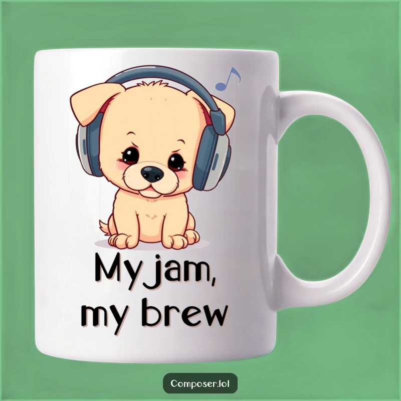 Funny Puppy Headphones Mug - Groovy Music Lover Gift for Dog Owners