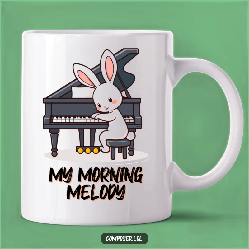 Funny Playful Rabbit Piano Mug - The Perfect Funny Gift for Music and Rabbit Lovers