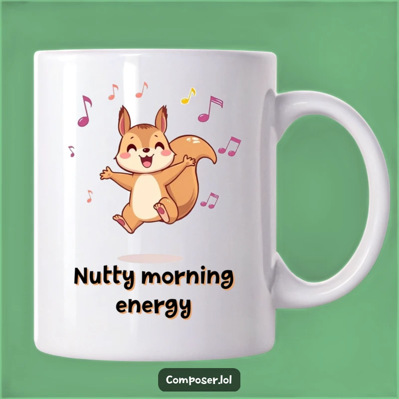 Funny Squirrel Music Mug - Joyful Leaping Notes Gift