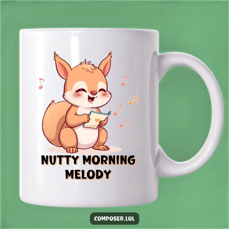 Funny Squirrel Composer Mug: Whimsical Squeaky Artist Creating Music Gift