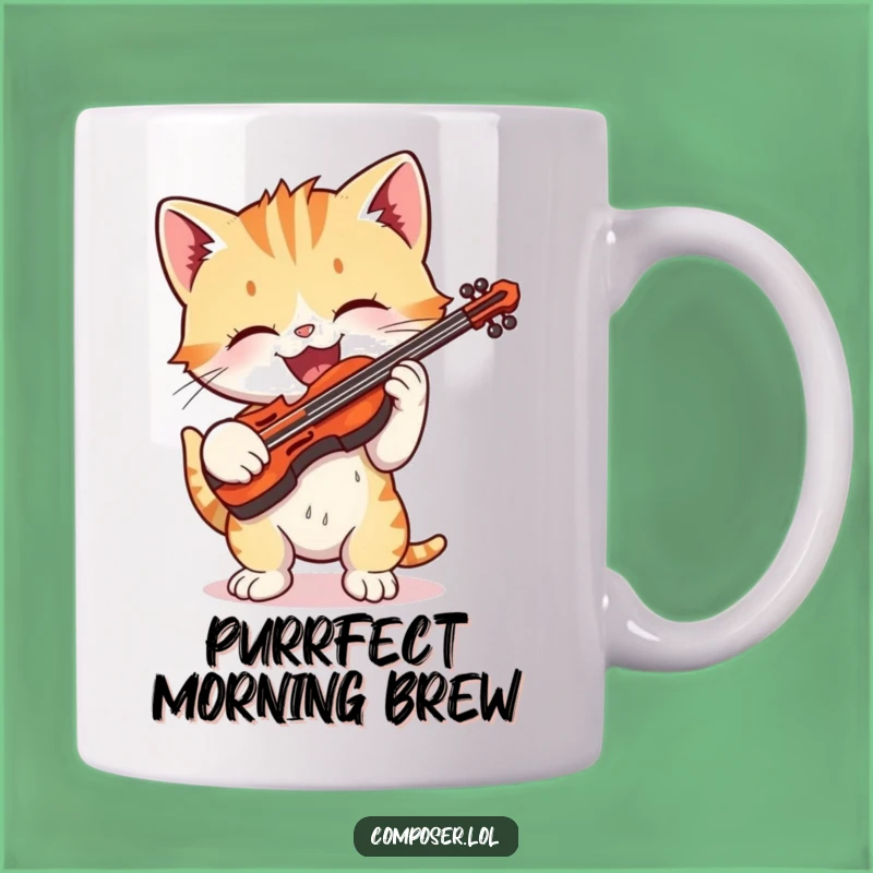 Funny Kitten Violinist Mug - Playful Musician Gift