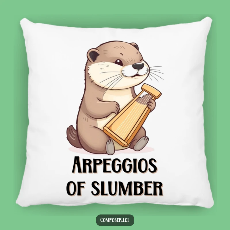 Funny Otter Harp Pillow: Snuggle with Musical Dedication