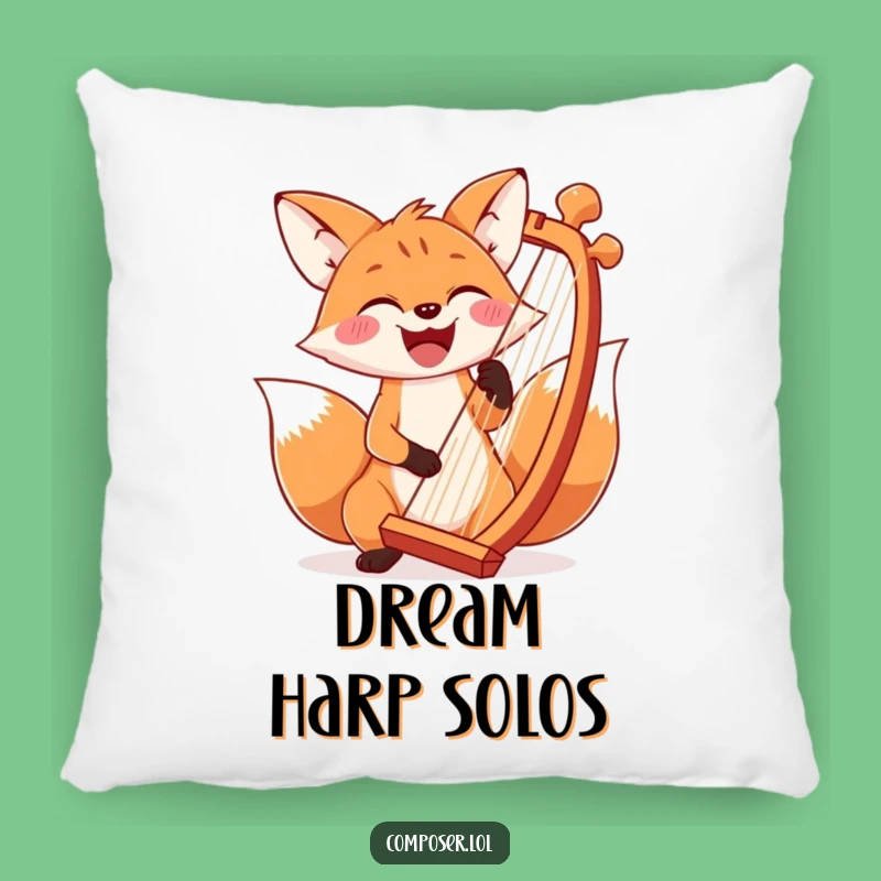 Funny Fox Harp Pillow: Cozy Musician Cushion, Perfect Gift for Harp Enthusiasts