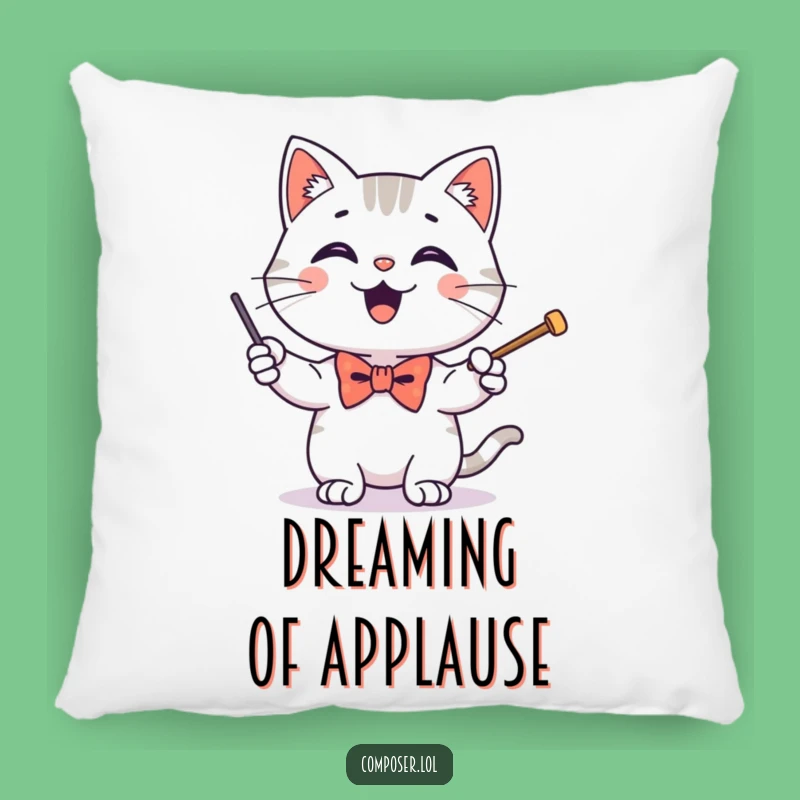 Funny Conducting Cat Baton Pillow - Cozy and Hilarious Accent for Any Room