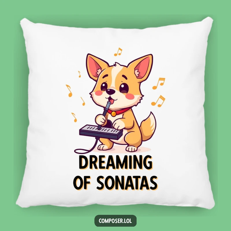 Funny Dog Composer Pillow: Cozy Cushion for the Rhythmically Inclined Pup Lover
