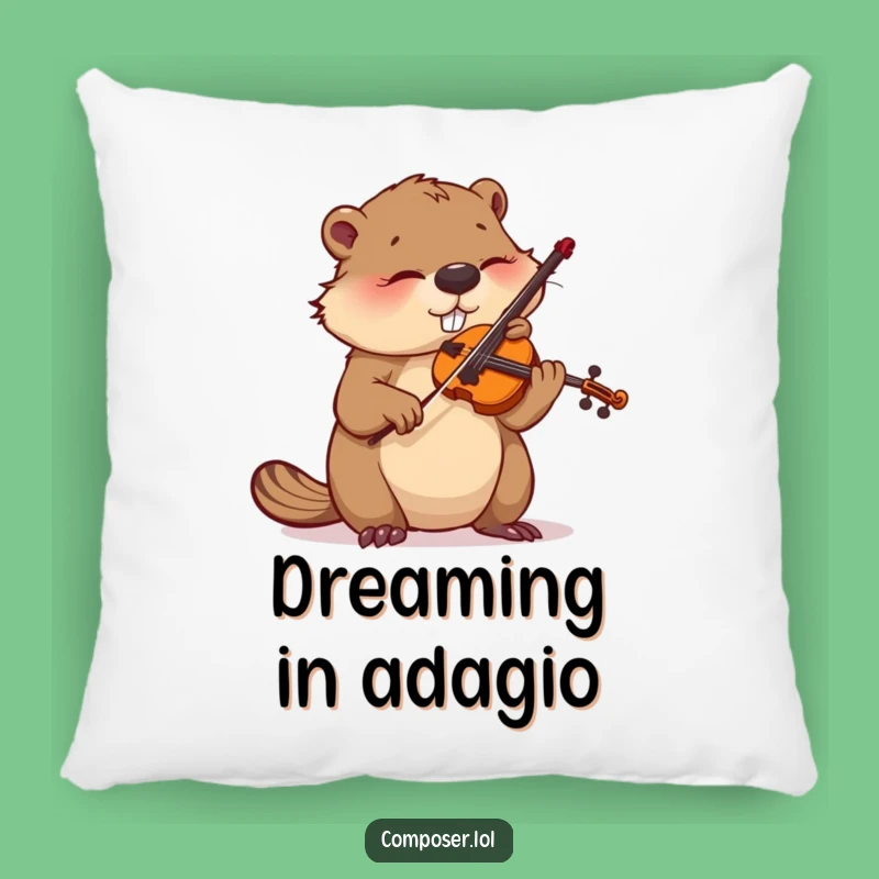 Funny Beaver Violinist Pillow: Cozy Comfort for Focused Minds!