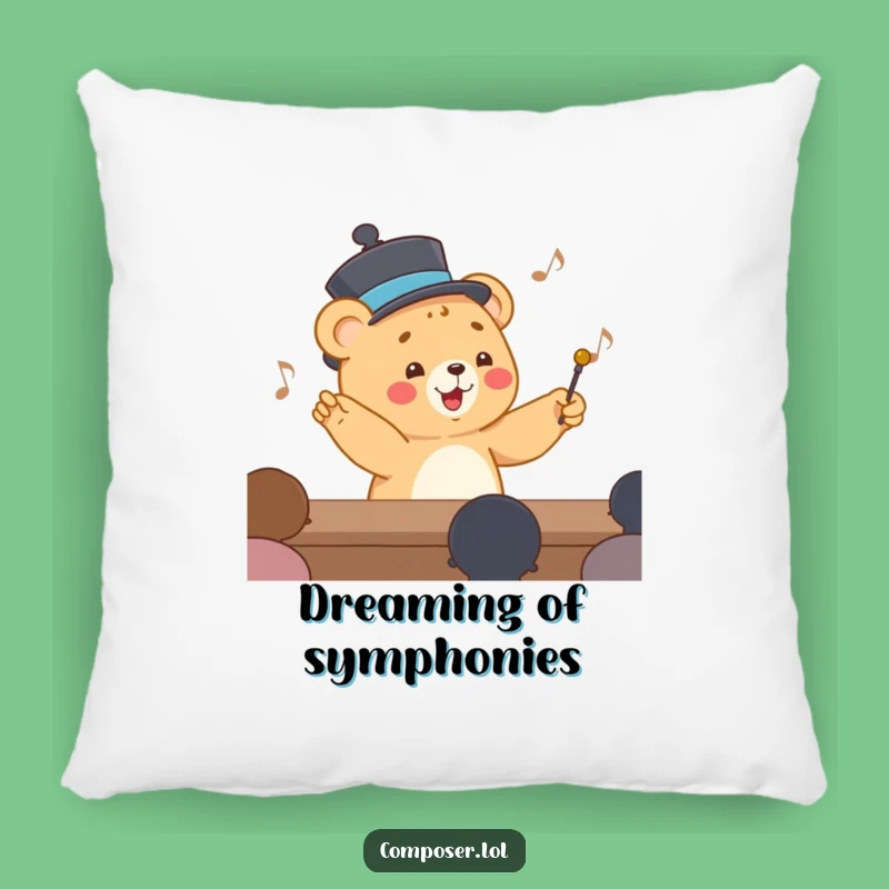 Funny Conducting Bear Cub Pillow: Cozy Comfort with Maestro Charm