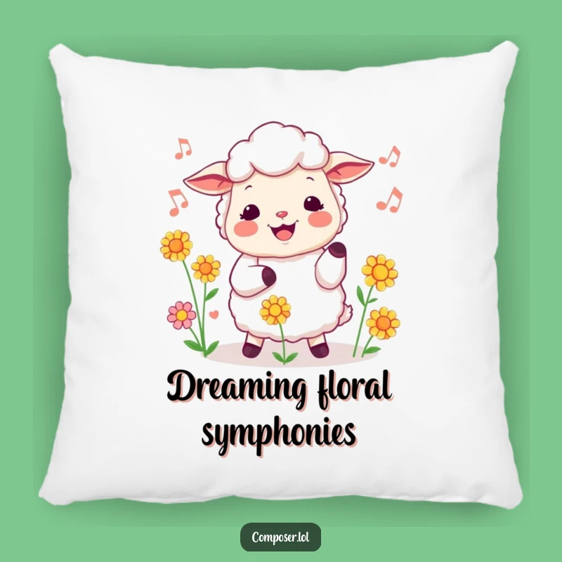 Funny Floral Sheep Harmony Pillow: Snuggle with Nature's Music