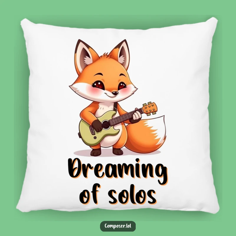 Funny Fox Pillow: Mischievous Guitarist Cushion, Comfy Funny Gift!