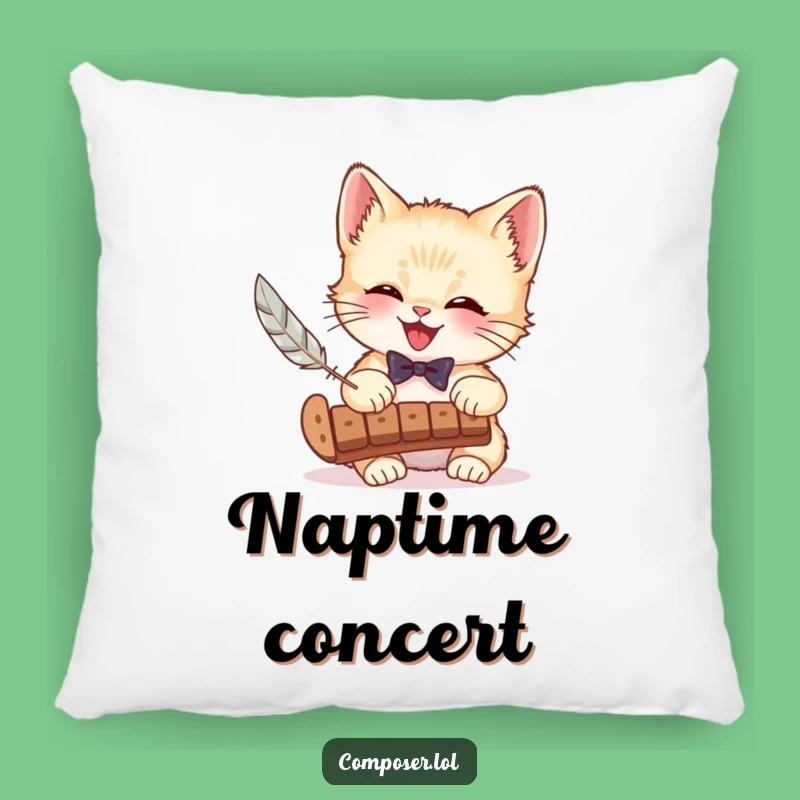 Funny Kitten Xylophone Pillow - Cozy Musical Cat Decor Accent