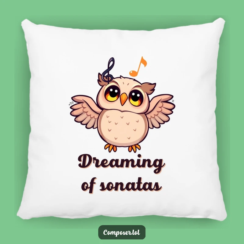 Funny Owl Composer Pillow - Cozy Musical Dreams