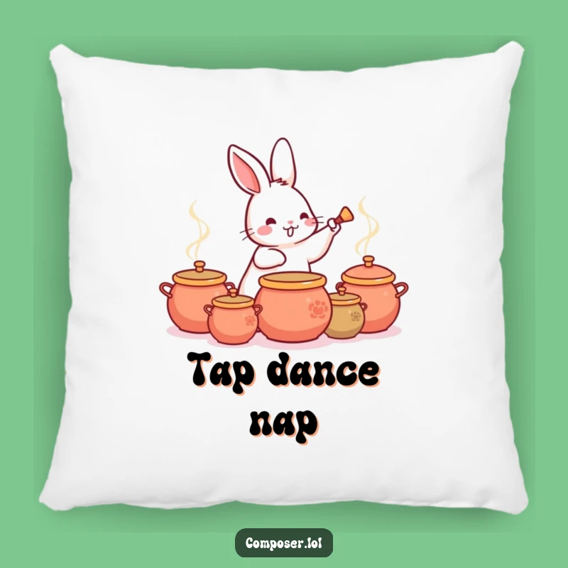 Funny Rabbit Drummer Pillow: Cuddle Up with a Rhythmic Bunny
