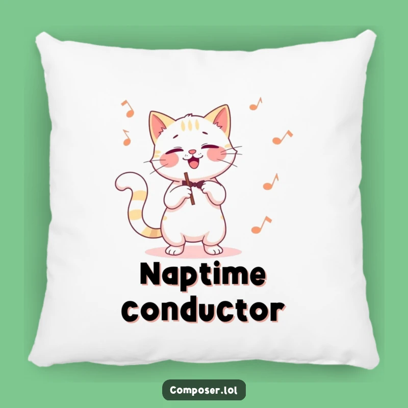 Soft Funny Cat Composer Pillow: Cuddle Up with a Musical Cat
